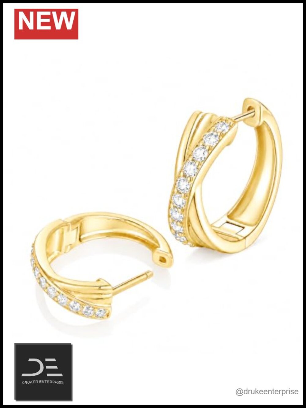 14K Gold Plated Crossover Twist Huggie Hoop Earrings CZ Lightweight Everyday